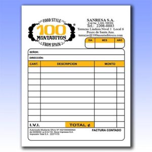 Formulario cuarto de hoja carta personalizado para uso empresarial con espacios para registro de datos, cantidades y montos.