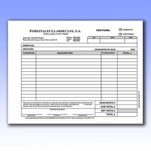 Formulario media hoja legal impreso para facturación y registros administrativos