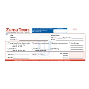 Formulario tercio de hoja carta para vouchers de turismo