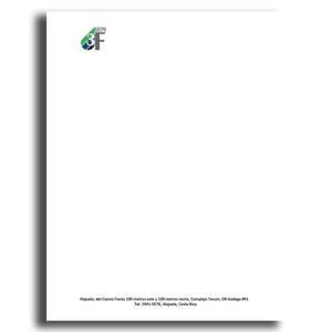 Hoja membretada impresa en tamaño carta con diseño corporativo.