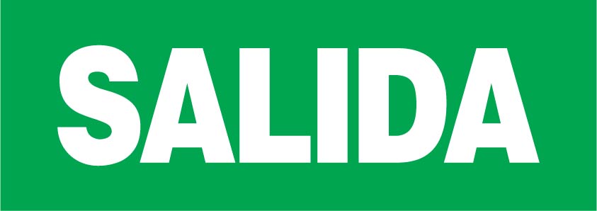 Rótulo de seguridad opaco con la palabra salida en color verde.