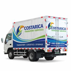 Vinil impreso para cajón corrugado aplicado en camión con remaches.